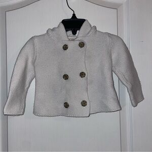 Hope & Henry Double Breasted Baby Unisex Hooded Cream Ivory Sweater 6-12 Months